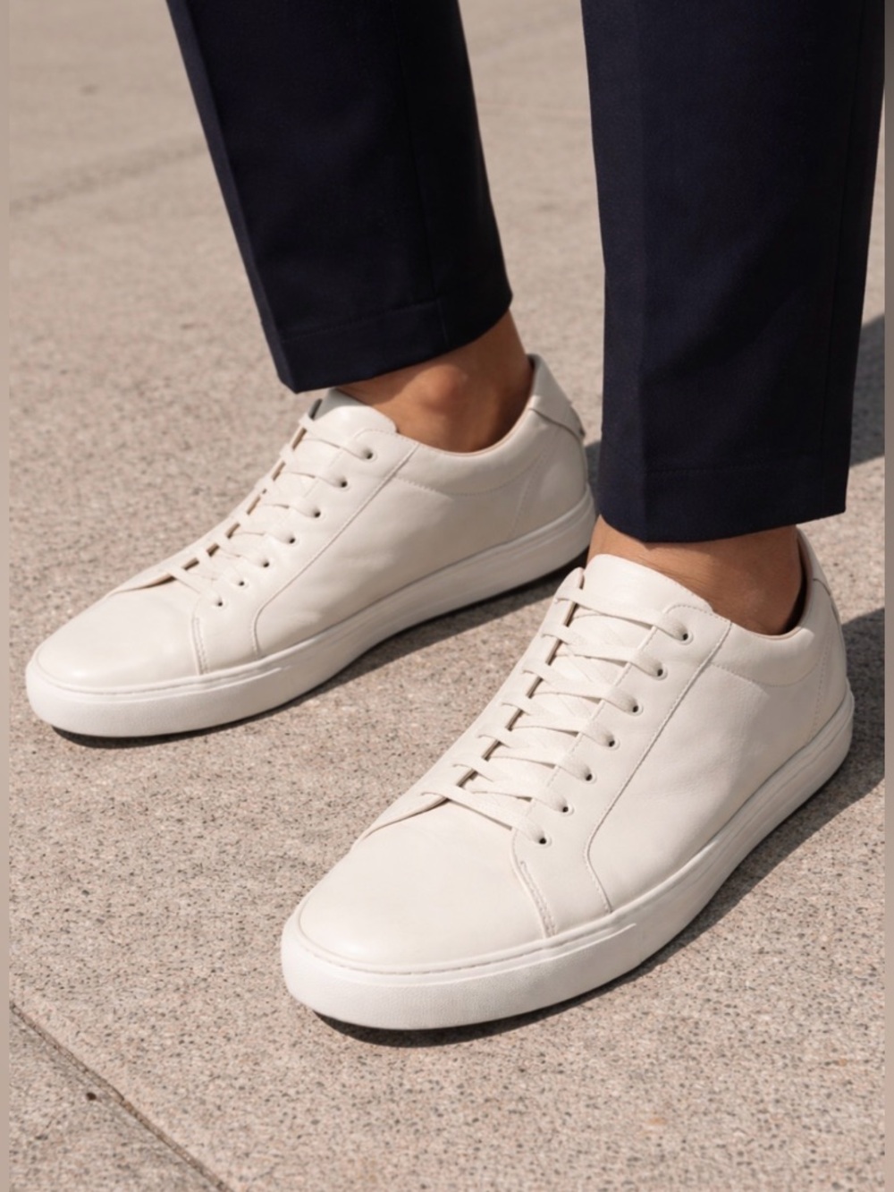 Zara White Leather Sneakers Men’s Size 11 Minimal Low Top Casual Clean